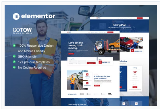 Gotow - Towing Services Elementor Template Kit