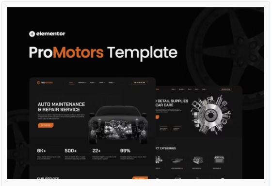ProMotors – Car Service and Detailing Elementor Template Kit